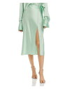 ALT_[ T ALEXANDER WANG Womens Green Slitted Zippered Midi A-Line Skirt 0 fB[X