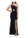 XSCAPE Womens Black High Slit Fitted Scuba Crepe Sleeveless Gown Dress 4 fB[X