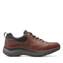N[NX Clarks Mens Wave 2.0 Vibe Brown Leather Active Walking Sneaker Shoes Y
