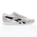 [{bN Reebok Classic Nylon Mens White Suede Lace Up Lifestyle Sneakers Shoes Y