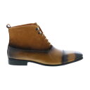 Carrucci Button-up Denim Zip Boots KB524-11 Mens Brown Casual Dress Boots Y