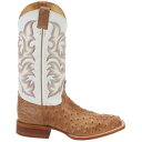 WXeB Justin Boots Pascoe Ostrich Square Toe Cowboy Mens Brown White Dress Boots 857 Y