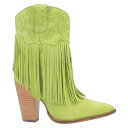 ディンゴ Dingo Crazy Train Fringe Embroidery Snip Toe Cowboy Booties Womens Green Casual レディース