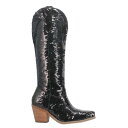 ディンゴ Dingo Dance Hall Queen Sequin Snip Toe Cowboy Womens Black Casual Boots DI182-0 レディース