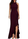 WOOSEA Womens High Neck Split Bodycon Mermaid Evening Cocktail Long Dress fB[X