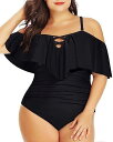 Daci Women Black Plus Size One Piece Swimsuits T