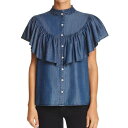 AQUA NEW Women's Ruffled Chambray Western Button Down Shirt Top XS TEDO fB[X