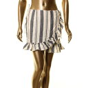 On The Road [h ON THE ROAD NEW Women's Navy Striped Flounce Linen Blend Wrap Mini Skirt M TEDO fB[X