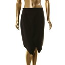 Tahari Asl ^n TAHARI ASL NEW Women's Black Petite Solid Faux Wrap Skirt 10P TEDO fB[X