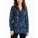 Nine West ナインウエスト NINE WEST NEW Women's Blue Snake Print Tie Neck Blouse Shirt Top XS TEDO レディース