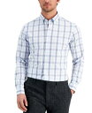 Club Room Men's Slim Fit 4 Way Stretch Gingham Dress Shirt Blue Size Small メンズ