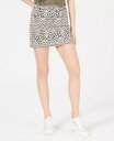Tinseltown Junior's Leopard Print Denim Mini Skirt White Size 9 fB[X