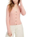Ultra Flirt Junior's Cropped Ribbed Cardigan Sweater Pink Size X-Large レディース
