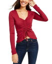 Ultra Flirt Juniors' Cinched-Front Cropped Top Red Size Small fB[X