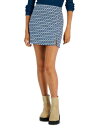 Hippie Rose Junior's Jacquard Side Slit Mini Skirt Blue Size Medium fB[X
