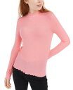 Hippie Rose Junior's Ribbed Mock Neck Top Pink Size X-Large fB[X