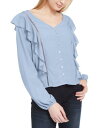 S[h Planet Gold Junior's Ruffle Jacquard Top Blue Size X-Small fB[X