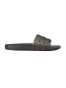 JoNC CALVIN KLEIN Mens Black Logo Alva Open Toe Slip On Slide Sandals Shoes 7 Y