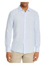 Designer Brand Mens Light Blue Striped Button Down Cotton Casual Shirt XXL メンズ