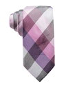 RYAN SEACREST Mens Pink Weho Check Silk Slim Neck Tie Y