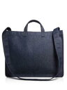 ZI[ THEORY Women's Blue Double Handle Logo Denim Single Strap Tote Handbag Purse fB[X