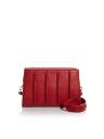 MAXMARA Women's Red Feet Faux Suede Pleated Adjustable Strap Crossbody レディース