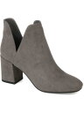 ジュルネ コレクション JOURNEE COLLECTION Womens Gray V Gwenn Toe Block Heel Slip On Booties 8.5 M レディース