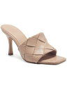 INC Womens Beige Woven Liah Square Toe Stiletto Slip On Dress Sandals 6.5 M レディース