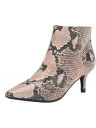 エアロソールス AEROSOLES Womens Beige Snake Epigram Toe Kitten Heel Leather Booties 6.5 M レディース