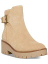 AQUA COLLEGE Womens Beige Desiree Almond Toe Block Heel Suede Booties 5.5 M レディース