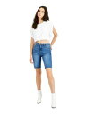 OAT Womens Blue Stretch Zippered High-rise Raw Hem Bermuda Shorts 26 Waist レディース