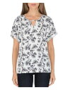 B COLLECTION Womens Gray Stretch Floral Keyhole Top S fB[X