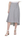 JoNC CALVIN KLEIN Womens Gray Striped Tea-Length Hi-Lo Skirt 16 fB[X