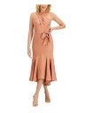 eC[ TAYLOR PETITE Womens Beige Crisscross Tie Waist Midi Dress Petites 12P fB[X