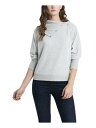 BX VINCE CAMUTO Womens Gray Stretch Fold Over Neck With Snaps Long Sleeve Top S fB[X