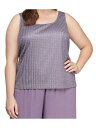 アレックスイブニングス ALEX EVENINGS Womens Purple Textured Sleeveless Scoop Neck Tank Top L レディース