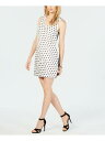LAUNDRY Womens White Sequined Floral Sleeveless V Neck Cocktail A-Line Dress 4 fB[X
