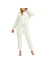 JENNI Intimates White Drawstring Hooded Tie Waist Sherpa Union Suit Pajamas XXL レディース