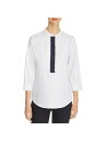 ダナ キャラン DONNA KARAN Womens White 3/4 Sleeve Bib Neck Wear To Work Top XS レディース