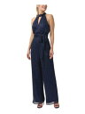 ADRIANNA ADRIANNA PAPELL Womens Navy Lined Tie Belt Wide Leg Jumpsuit 6 レディース