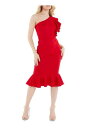 QUIZ Womens Red Pullover Flutter Sleeve Below The Knee Party Sheath Dress 12 fB[X