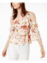 RACHEL ZOE Womens Pink Cold Shoulder Printed 3/4 Sleeve Square Neck Top 8 fB[X