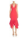 GC_}gbNX AIDAN MATTOX Womens Spaghetti Strap V Neck Below The Knee Evening Hi-Lo Dress fB[X