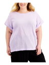 カルバンクライン CALVIN KLEIN Womens Purple Short Cuffed Sleeves Wear To Work Top Plus 2X レディース