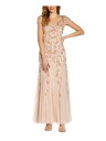 ADRIANNA PAPELL Womens Pink Godet Hem Lined Short Sleeve Maxi Gown Dress 6 レディース