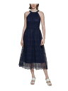 カルバンクライン CALVIN KLEIN Womens Navy Lined Sleeveless Halter Tea-Length Fit + Flare Dress 8 レディース