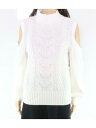 INC Womens White Fringed Cold Shoulder Long Sleeve Mock Sweater S レディース