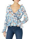 KENDALL + KYLIE Womens Scribble Ruffle Wrap Top Small blue Blue レディース