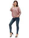 JASAMBAC Sequin Tops for Women Casual Loose Batwing Dolman Top Cold Shoulder レディース