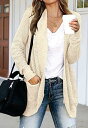 MEROKEETY Womens 2023 Fall Long Sleeve Open Front Cardigans Chunky Knit Draped レディース